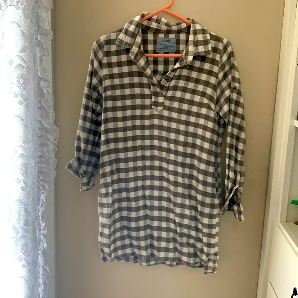 tonlé plaid tunic shirt